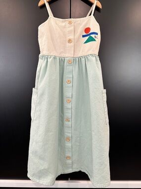 Bobo Choses Mint & Cream Button-Front Woven Sundress